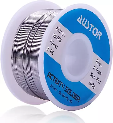 AUSTOR 60-40 Tin Lead Rosin Core Solder Wire For Soldering (0.6Mm 100G) • $15.44