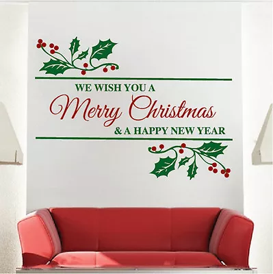 Merry Christmas Quote Decal Christmas Window Stickers Christmas Decorations H43 • $82.95