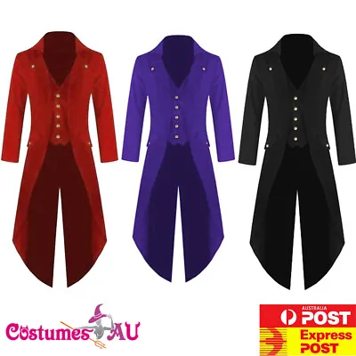 Mens Steampunk Costume Vintage Tailcoat Jacket Gothic Magician Ringmaster Coat • $34.19