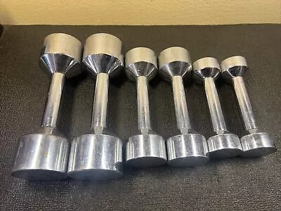 Vtg Joe Weider (2x) 10lb (2X) 5lb (2x) 3lb Chrome Dumbbells Weights 6 Total Set! • $79.99