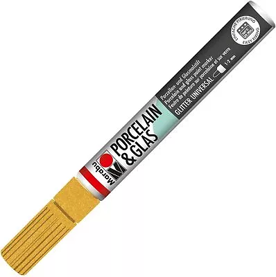 Marabu Porcelain/Glas Painter Marker Pen 1-2mm Glitter Gold • £6.79