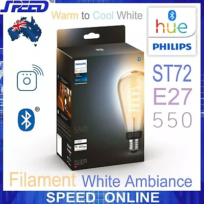 $89.95 • Buy PHILIPS Hue ST72 - 550 - White Ambiance - Filament Screw Globe - E27 - Dimmable