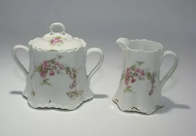 Antique Habsburg-China MZ Austria Sugar And Creamer With Petite Pink Roses • $95.99