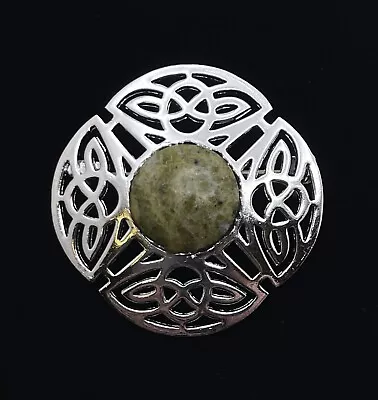 Vintage Mizpah Serpentine Stone Silver Tone Brooch Pin • $9.99