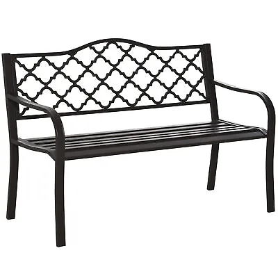 Outsunny  Outdoor Garden Bench 2 Seater Patio Porch Loveseat Chair Seater Brown • £72.99