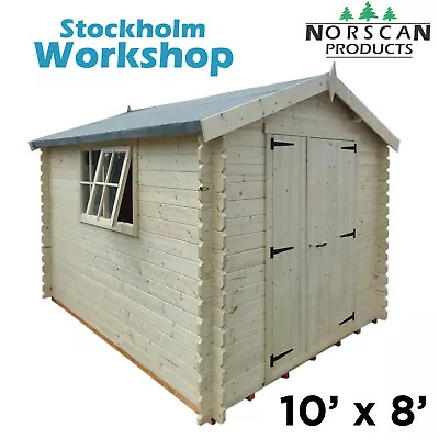 10' X 8' 28mm Log Cabin Workshop Shed Garden Building • £1799