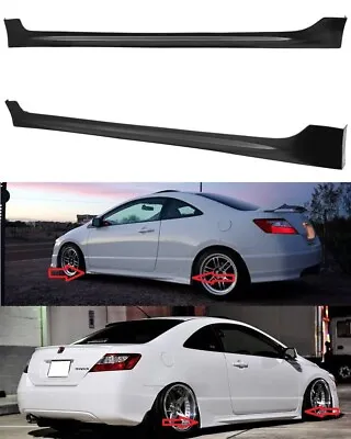 Fits 06-11 Civic Coupe Mugen Style Side Skirts Extension Rocker Panel Pair PU • $198.88