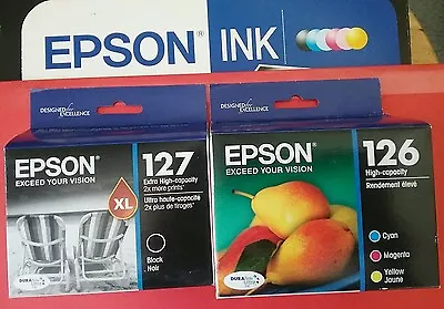 4pk Epson GENUINE 127 Black & 126 Color Ink T127120-BCS WorkForce 630 633 635  • $59.89