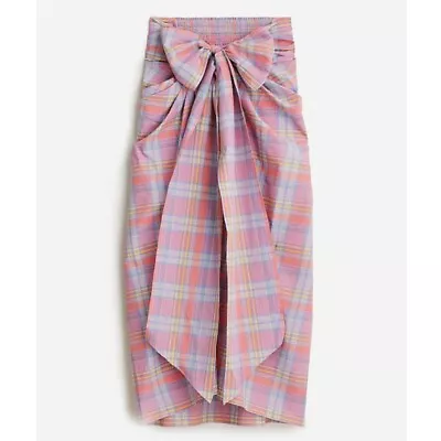 J Crew Womens M Convertible Beach Sarong In Sunset Plaid Madras Pink Cover Up • $29