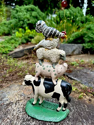 Farm Animals Stacked Cast Iron Door Stop Country Midwest Importers Cow Pig Sheep • $18.99