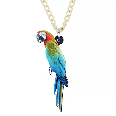 Acrylic Macaw Parrot Necklace Birds Pendant Novelty Jewelry For Women Charm Gift • $6.99