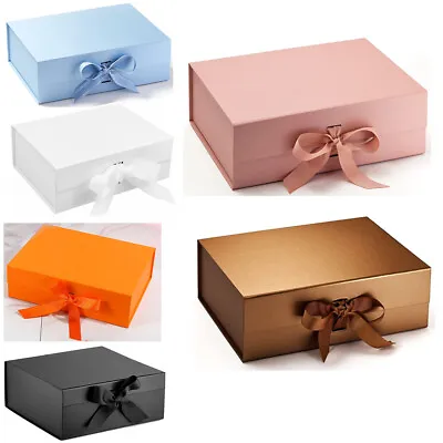 Gift Box With Ribbon Various Colours & Sizes Large Gift Box Magnetic Boxes Big • £12.58