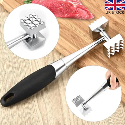 Stainless Steel Kitchen Beef Chicken Metal Hammer Meat Mallet Tenderizer UK Tool • £10.90