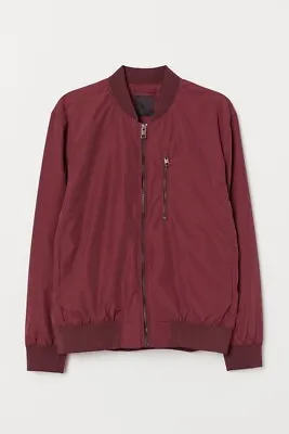 H&M Mens XLarge Maroon Full Zip Bomber Jacket • $14.99