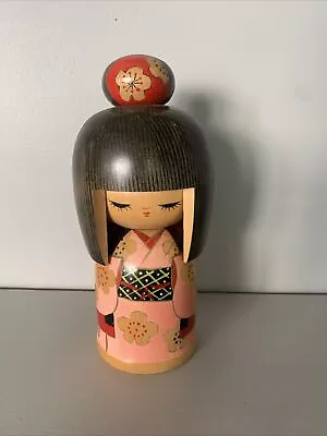 Cute Little Colourful Vintage Kokeshi Doll Japanese 7.5  “Wooden Doll / Ornament • £25