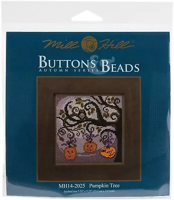 Mill Hill Buttons & Beads Counted Cross Stitch Kit 5 X5 -Pumpkin Tree (14 Count) • $16.60