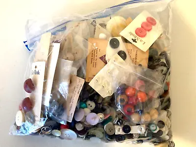 Huge Lot Of Mixed Buttons! Different Materials Colors Sizes 2 Pounds Worth • $10.95