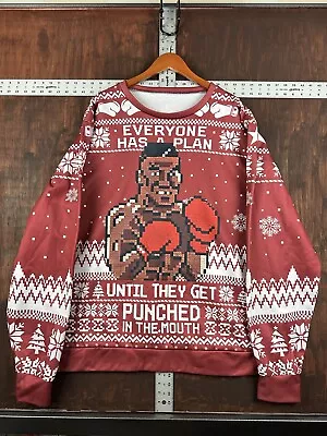 Mike Tyson Punch Out Ugly Christmas Sweater All Over Print Gift Red Mens 2XL XXL • $35