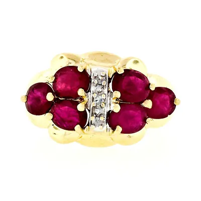 14k Gold 3.65ctw Oval Cut Deep Red Ruby Ring W/ Round Single Cut Diamond Accents • £318.49