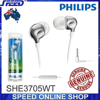 $39.95 • Buy PHILIPS SHE3705WT Headphones Earphones With MIC - WHITE - GENUINE 