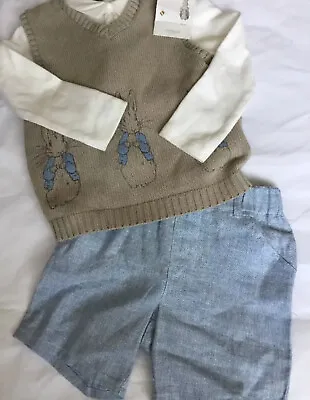 Mothercare Peter Rabbit ( Beatrix Potter) Baby Boys 3 Piece Shorts Set 1-3 Mths • $27.15