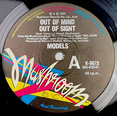 Models Out Of Mind Out Of Sight Vinyl Record 7” 45 RPM K-9673 Mushroom 1985 • £11.16