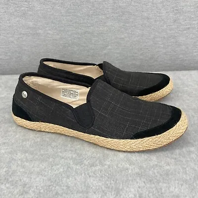 UGG Delizah Espadrille Flats Womens Size 6.5 Black Slip On Fur Heel • $30