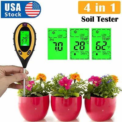 4 In 1 PH Tester Soil Water Moisture Light Test Meter For Garden Plant Seeding • $15.98