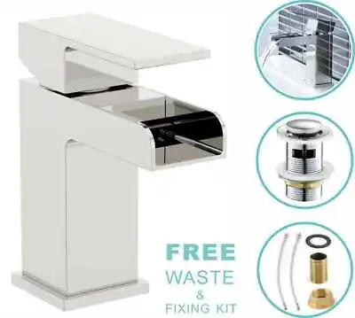 £19.50 • Buy Modern Bathroom Basin Sink Tap Monobloc Mixer Taps Faucet Waterfall Chrome Brass