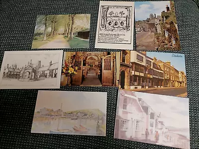 8 Vintage Dorset Postcards -  Whitechurch Canonicorum Cerne Abbas Dorchester • £3.59