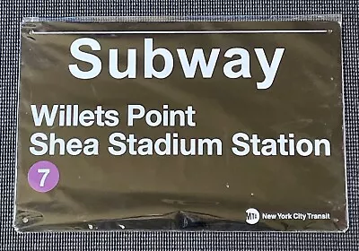 MTA New York City Transit Subway Sign Willets Point Shea Stadium 7 Metal • $60