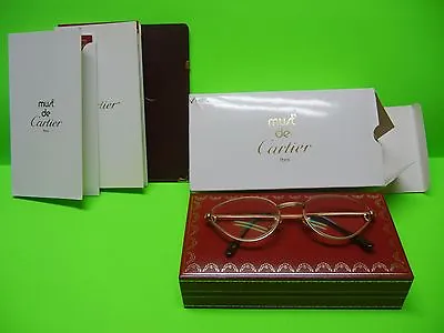 CARTIER RIVOLI VINTAGE CAT EYE GLASSES 18k PLATED GOLD #54-19 WITH FREE SHIPPING • $739