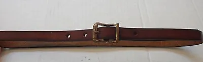 Skinny Brown Handmade Solid Leather Snap Belt  1/2  Wide  Size 27 • $8.95