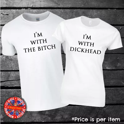 Funny Matching T-shirt Set Bitch Dickhead Couples Friends Family Wedding Gift • £10.95