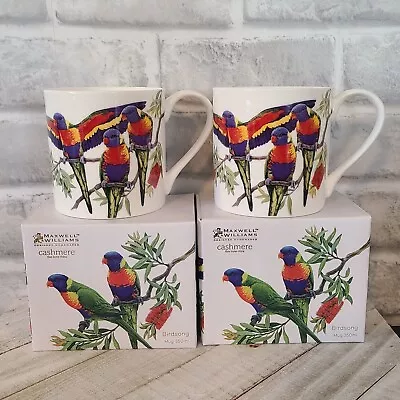 2 Maxwell & Williams Birds Of Australia Lorikeet Bone China Coffee Mugs New • $42