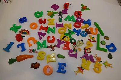 VINTAGE LOT Of  MAGNETIC MIXED LETTERS & Fruits &  Veggies • $17.95