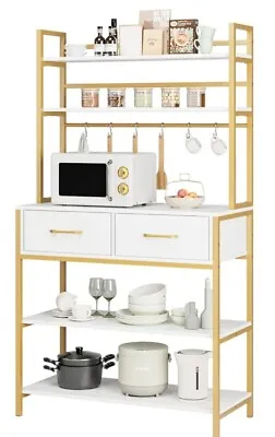 HITHOS Industrial 5-Tier Kitchen Bakers Rack With 2 Drawers Microwave Oven... • $76