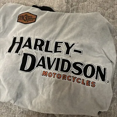 Harley Davidson Mens Iron Block Distressed Pullover Hoodie Black Gray 99001-17VM • $30