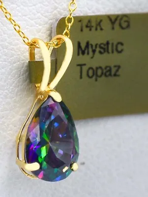 LAB CREATED MYSTIC TOPAZ  2.65 Cts PENDANT 14k YELLOW GOLD - New With Tag • $1.25