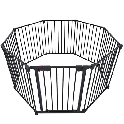 200  Adjustable Safety Gate 8 Panels Play Yard Doorways Fireplace  Fence Gate US • $143.99