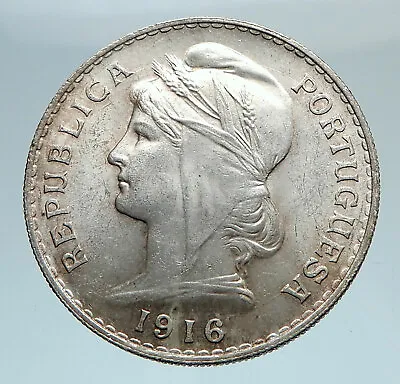 $198.80 • Buy 1916 PORTUGAL Antique BIG Silver 50 Centavos PORTUGUESE Coin  W LIBERTY I74794