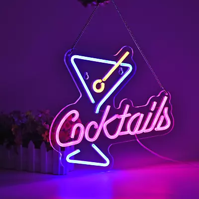 Cocktails Neon Signs Beer Bar Man Cave Club Bedroom LED Dimmable Neon Lights Sig • $45.36