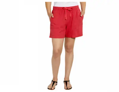 Nautica Ladies' Linen Blend Pull-On Short Rose Coral XXL • $13.79