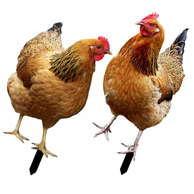 2 Pcs Hen Stake Metal Chicken Sculpture Chicken Yard Art Outdoor Stakes Outdoor • £17.18