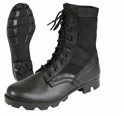 Black Leather Military Jungle Boots With Steel Toe Tactical Combat Army Vietnam • $54.99