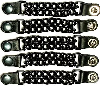 5 Matte Black Powder Coated Double Chain Motorcycle Vest Extenders Made In Usa • $29.99