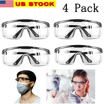 4 Pcs Safety Goggles Glasses Anti Fog Lens Clear Chemical Work Lab Protective • $14.99
