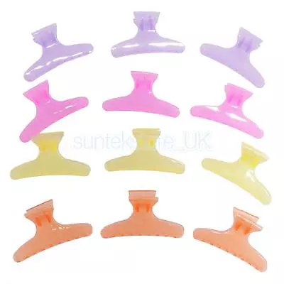 12x Butterfly Hairdresser Clamp Salon Hair Color Perm Sectioning Clips Grips • £6.62