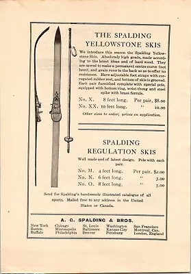 1904 AG Spalding Yellowstone Skis & Pole Winter Sports Original Antique Print Ad • $14.45