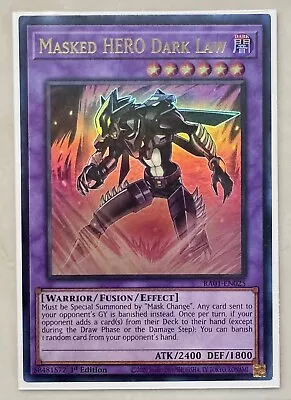 Ultra Rare - Masked HERO Dark Law RA01-EN025 1st Edition NM • $1.55